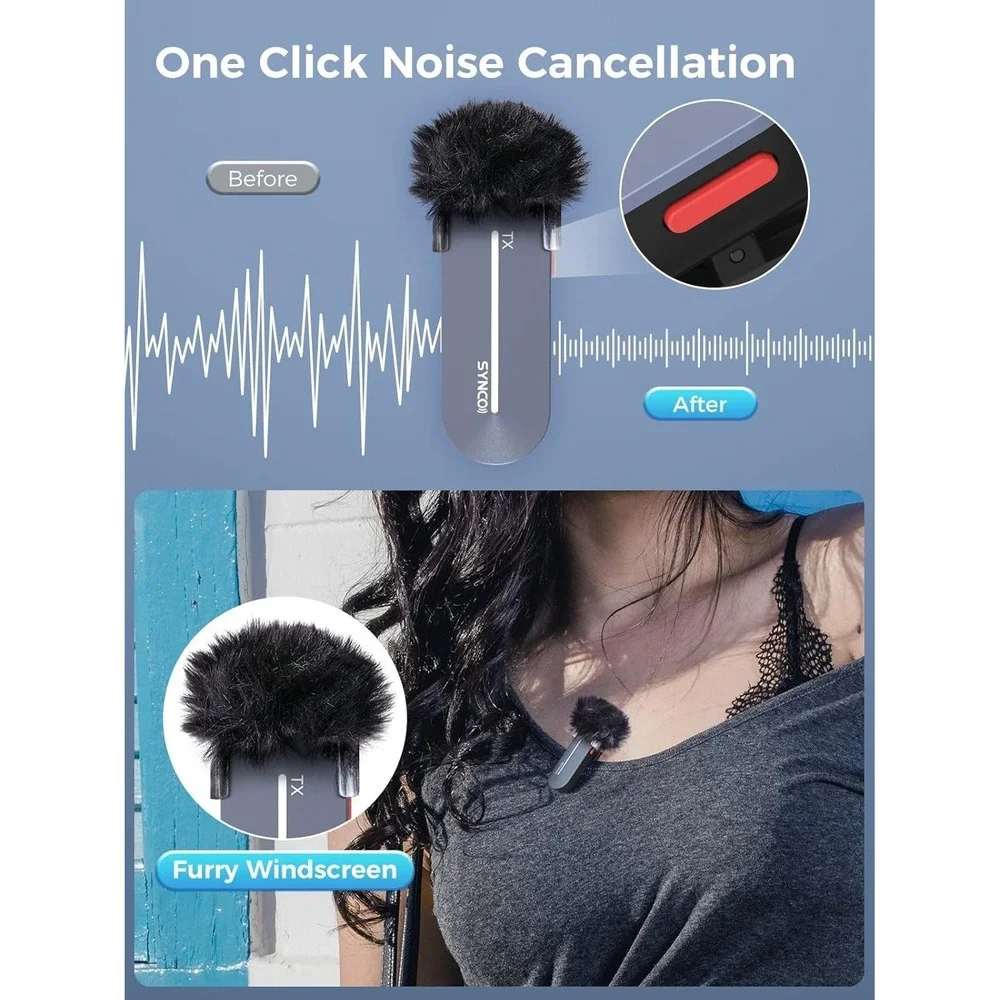SYNCO Wireless Lavalier Lapel Microphone USB-C for Android Vlogging & Interviews